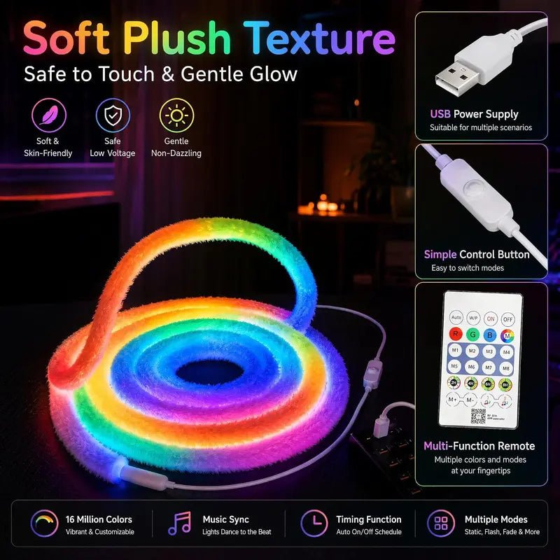 Faux Fur Neon Light Strip – 360° all-round glow