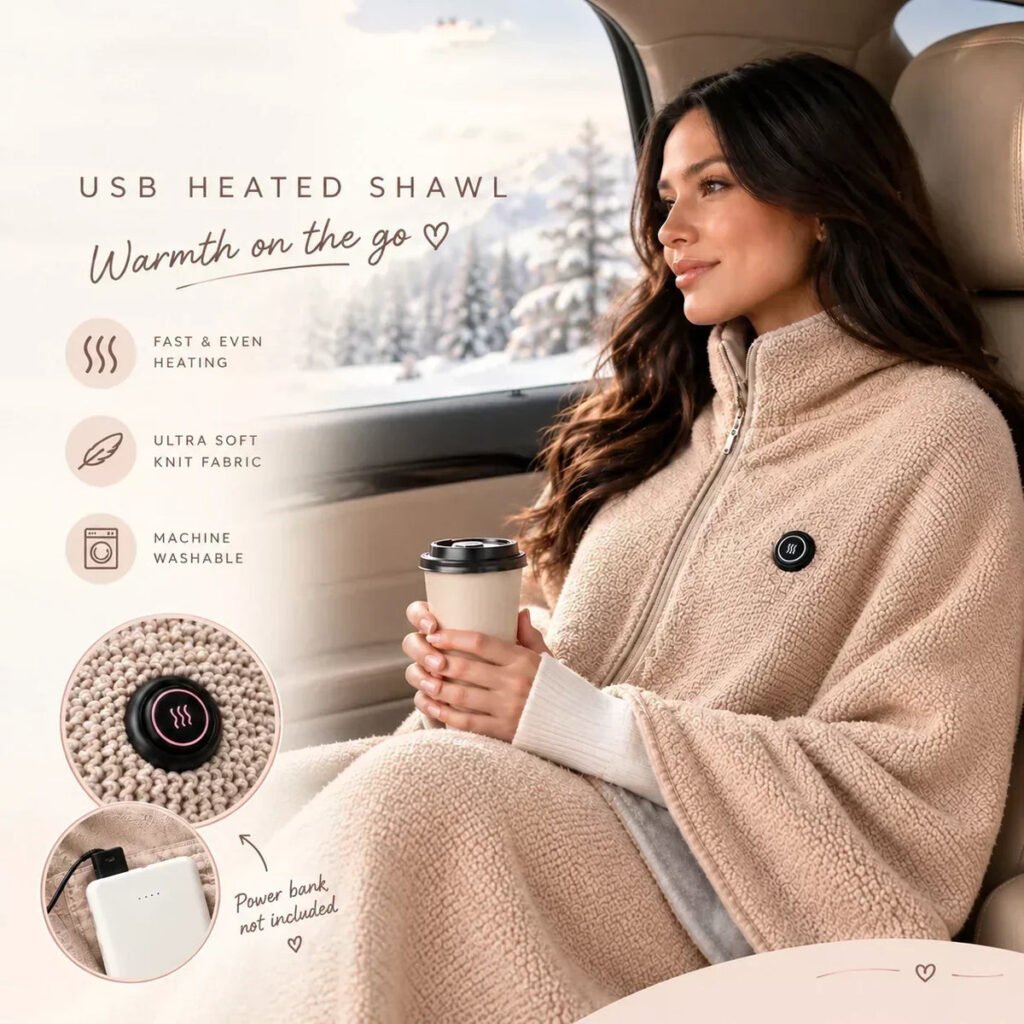 Stay Warm All Winter — Portable Electric Heated Blanket Shawl