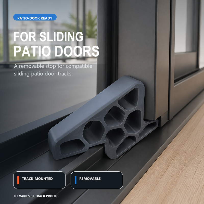 Less Slamming--Secure Track Door Stop