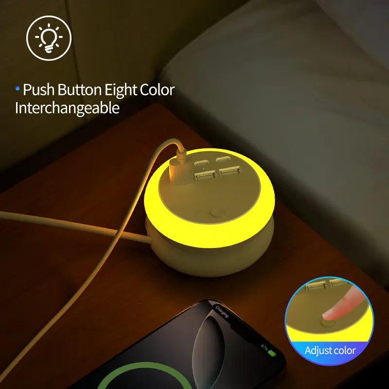 Portable Power Strip with USB-C Charging & LED Lights – 6 USB Ports for Home , Office & Travel - Image 3