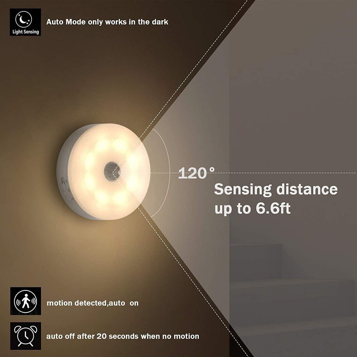 Magnetic Wireless LED Motion Sensor Night Light – Eye-Caring Flicker-Free Cabinet Lamp, Rechargeable Stick-On Night Light for Bedroom, Staircase, Closet & Emergency - Image 2