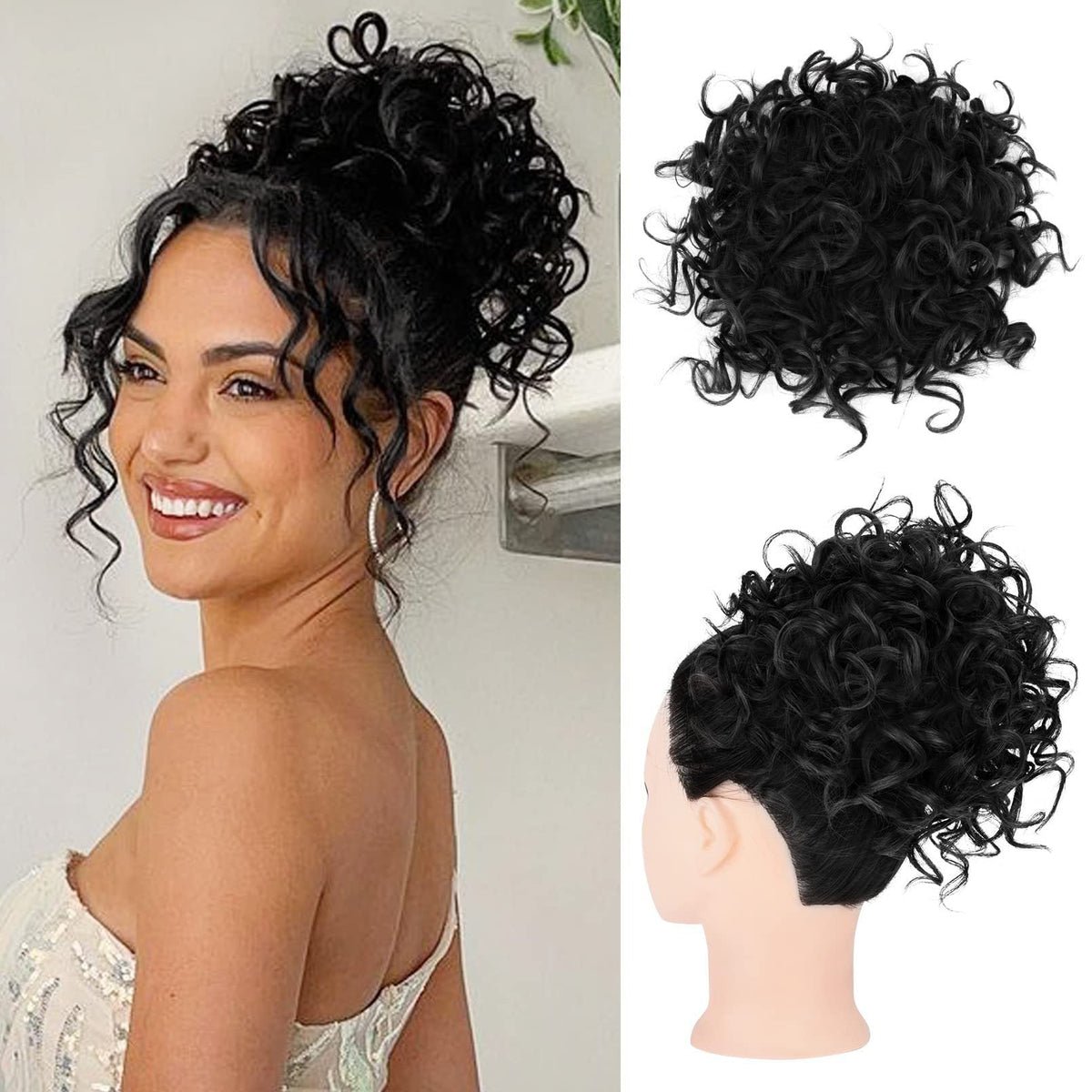 Short, curly hairpiece – Chignon with elastic drawstring - Image 2