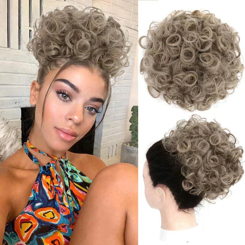 Short, curly hairpiece – Chignon with elastic drawstring