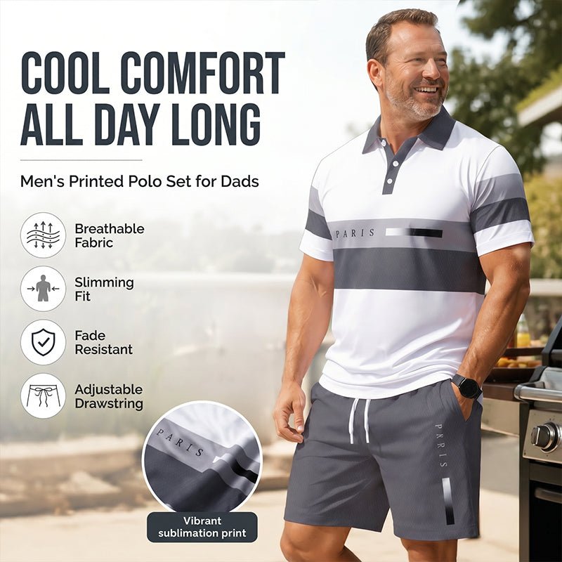Men's Short Sleeve Casual Set, Summer Beach Fashion Sport Wear, Plaid Pattern, Slim-Fitting, Above the Knee
