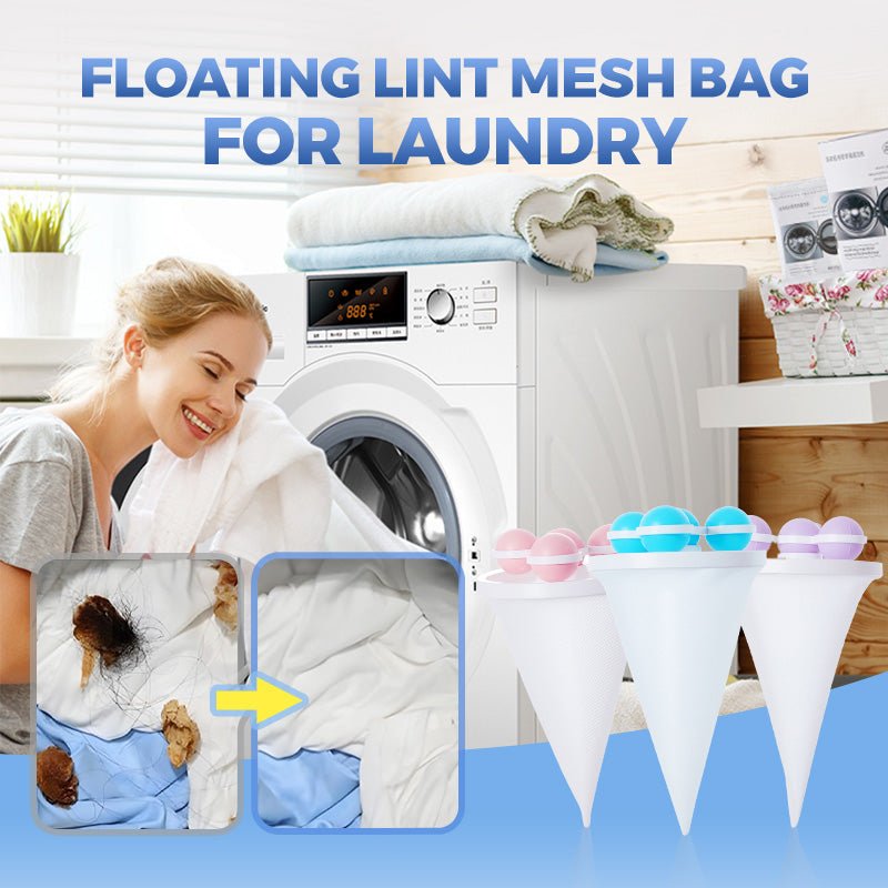Floating Lint Mesh Bag – Catches hair & lint, reusable, protects washing machine & drain
