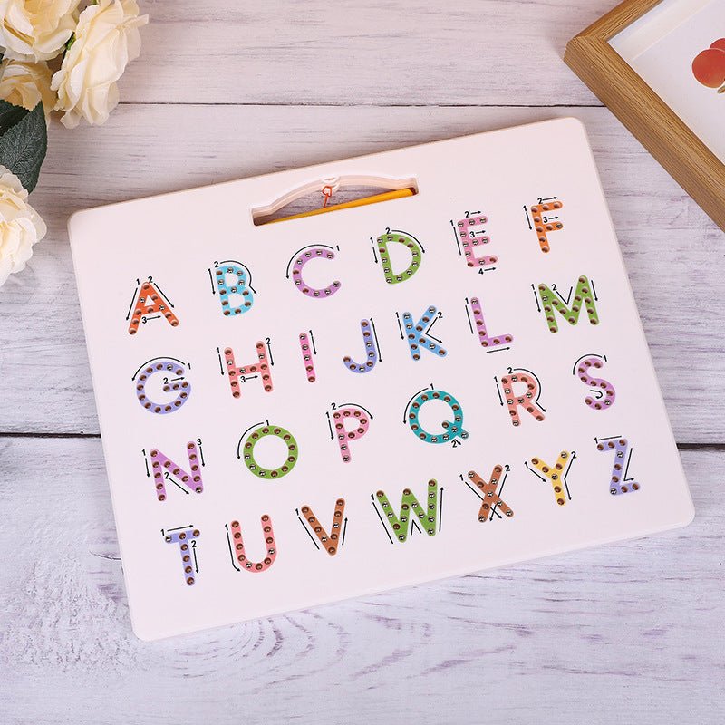 Magnetic Letter Tracing Board, 2-in-1 Double-Sided ABC Magnets for Kids Ages 3-5, Uppercase & Lowercase Letter Writing Practice - Preschool Learning Toys, Road Trip Car Activities for Toddlers, Learning Education Toys,back to school