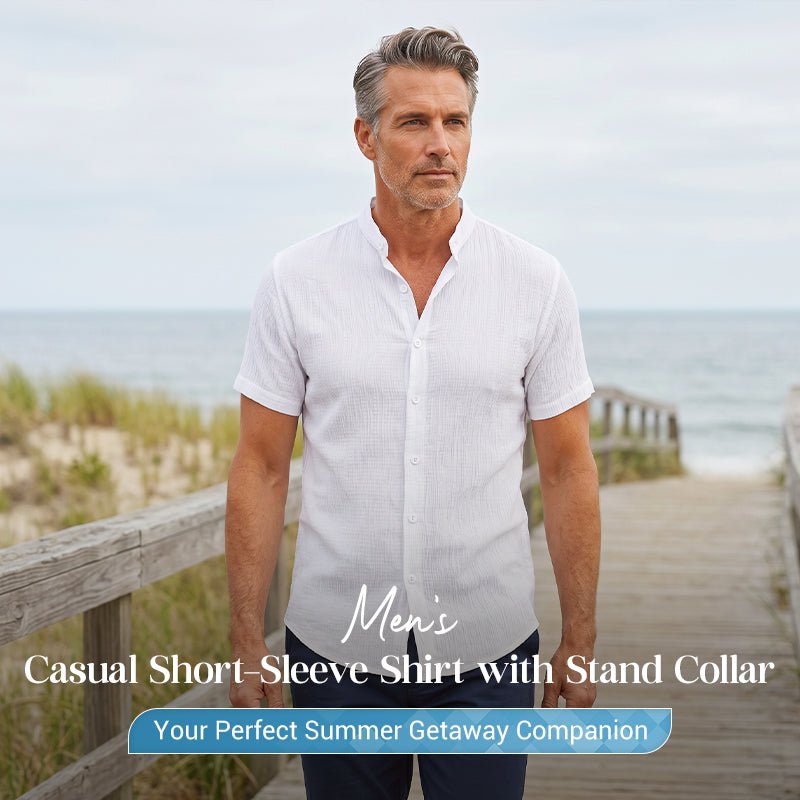 Men's Summer Stand Collar Short Sleeve Shirt