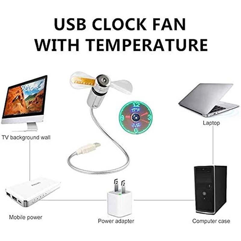 USB Fan with LED Clock Lighting - Image 3
