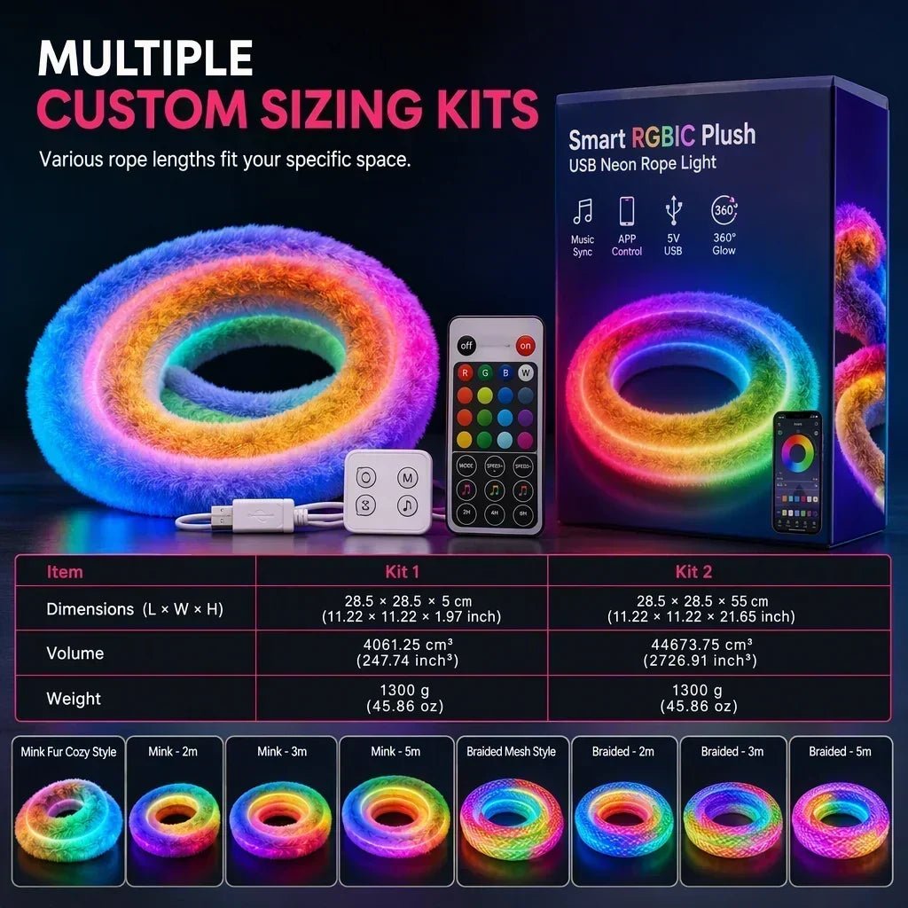 Faux Fur Neon Light Strip – 360° all-round glow - Image 3