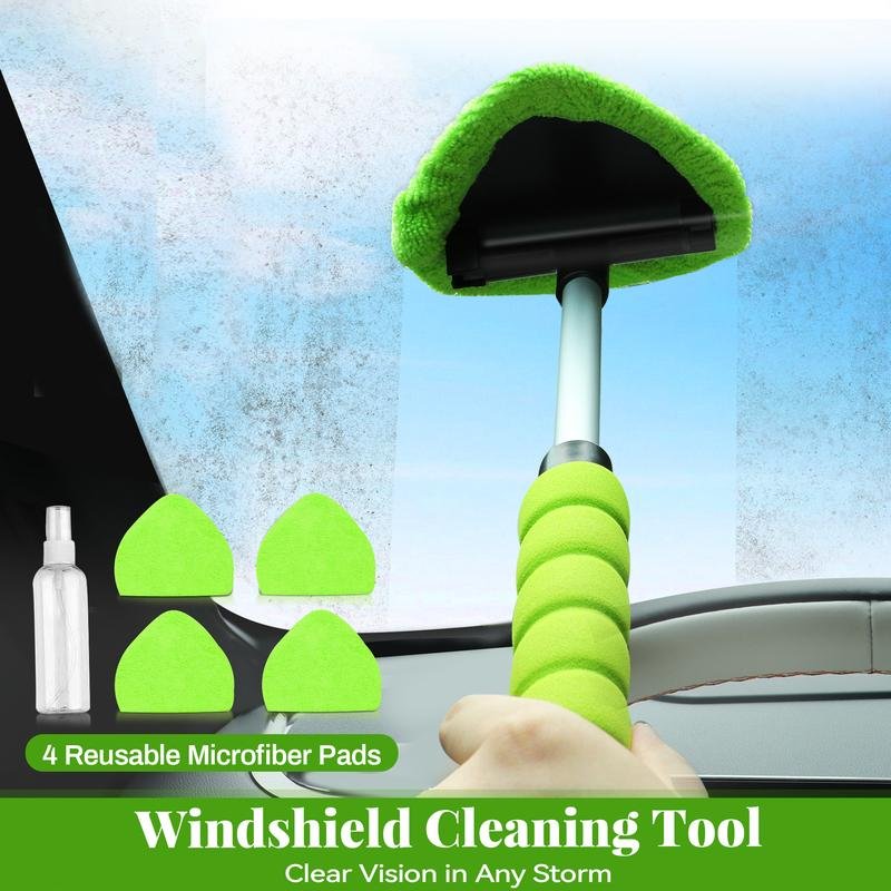 Extendable Windshield Cleaning Tool ā 180° rotating head, non-slip grip, washable pads. Reach every corner, streak-free clean with less effort