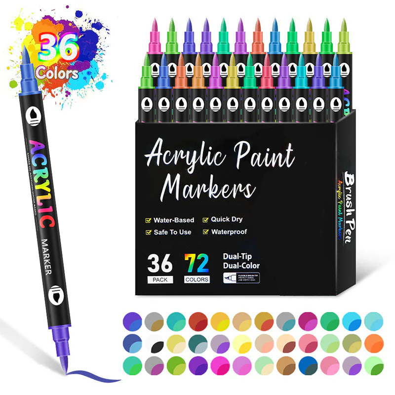 Dual Tip Acrylic Paint Pen Marker - Image 2