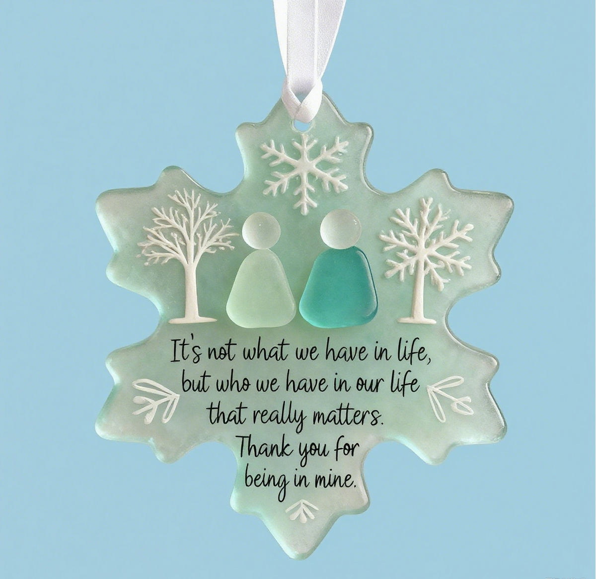 Snowflake-Shaped Sea Glass Friendship Decor Shaped by Nature & Crafted by Hand - Image 2
