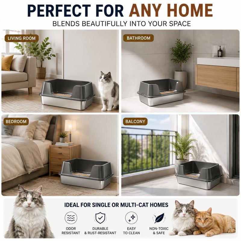 The Litter Box That Ends Messy Floors & Bad Odors – Perfect for Multi-Cat Homes.