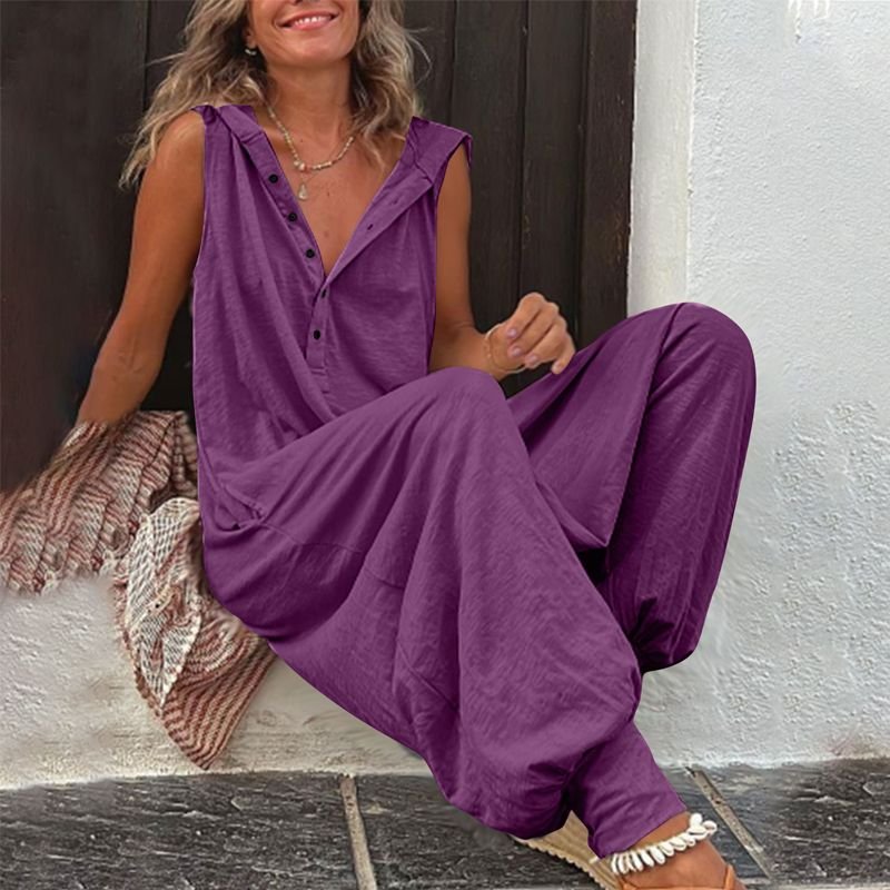 Women's Relaxed Hooded Sleeveless Jumpsuit - Image 3
