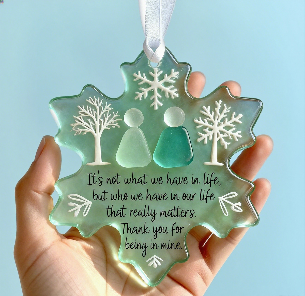 Snowflake-Shaped Sea Glass Friendship Decor Shaped by Nature & Crafted by Hand - Image 3