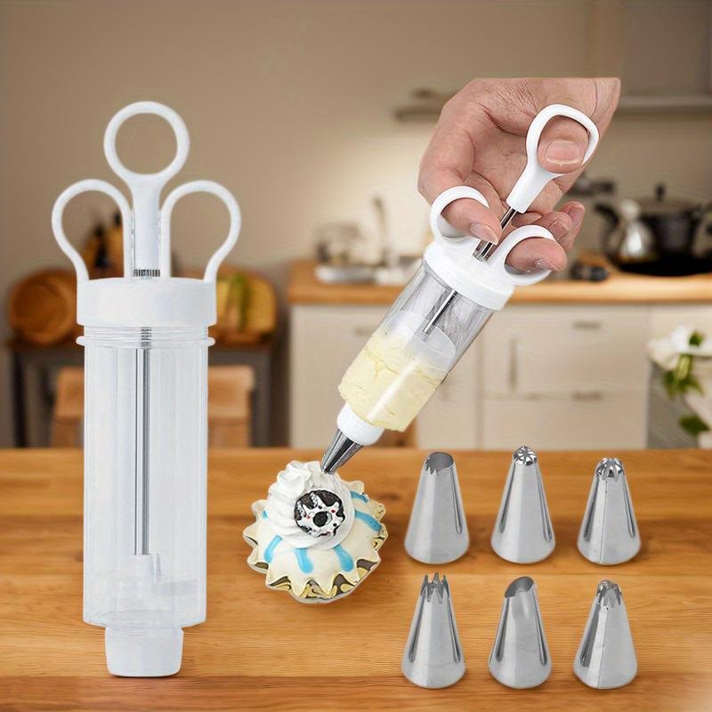 Cake Decorating Gun Kit – 6 nozzles, stainless & easy to use