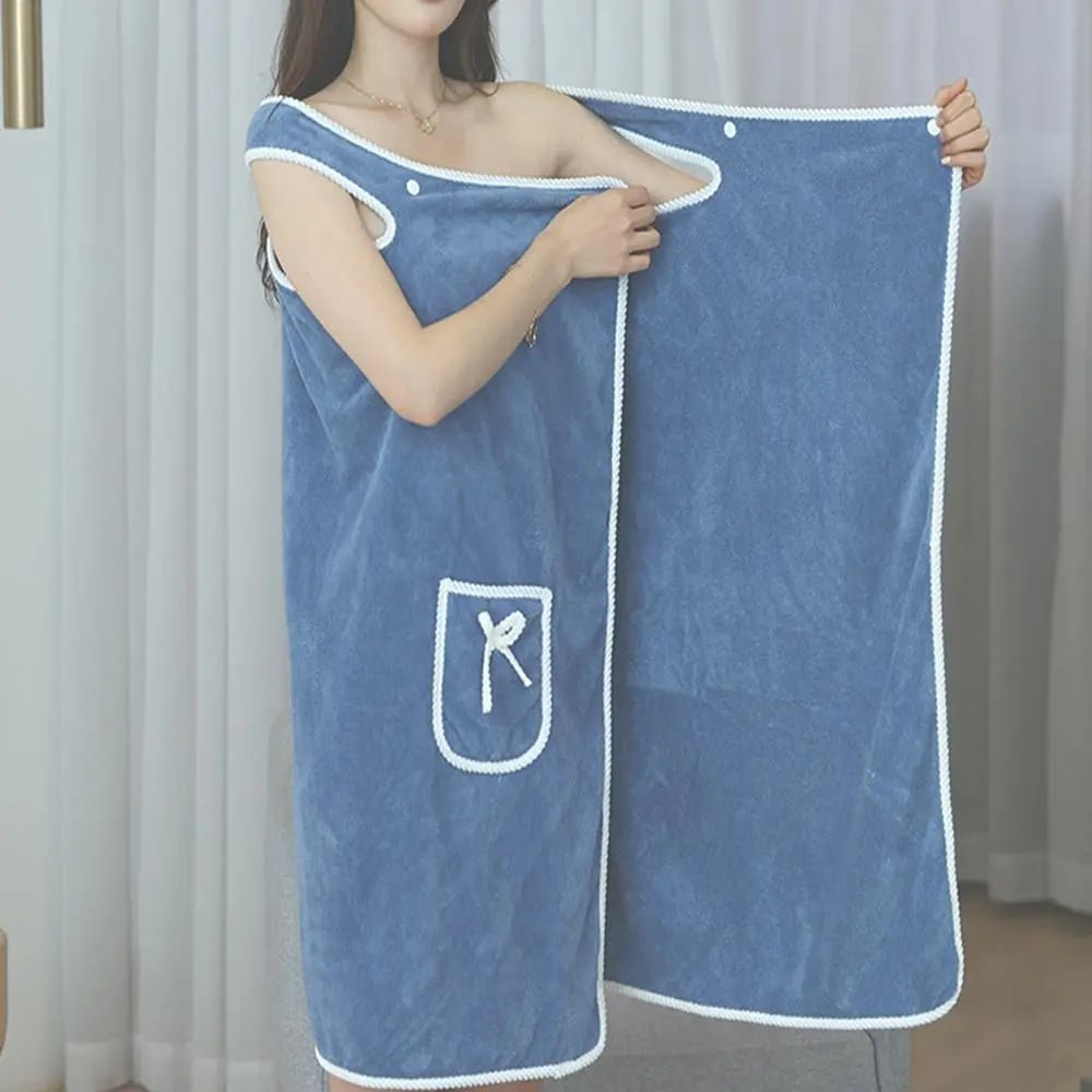 Plus Size Women's Wearable Shower Skirt – Secure 2-Button Design, Super-Soft Coral Fleece & Quick-Dry Absorbent – Full Coverage That Stays Put, No Awkward Towel Drops - Image 3