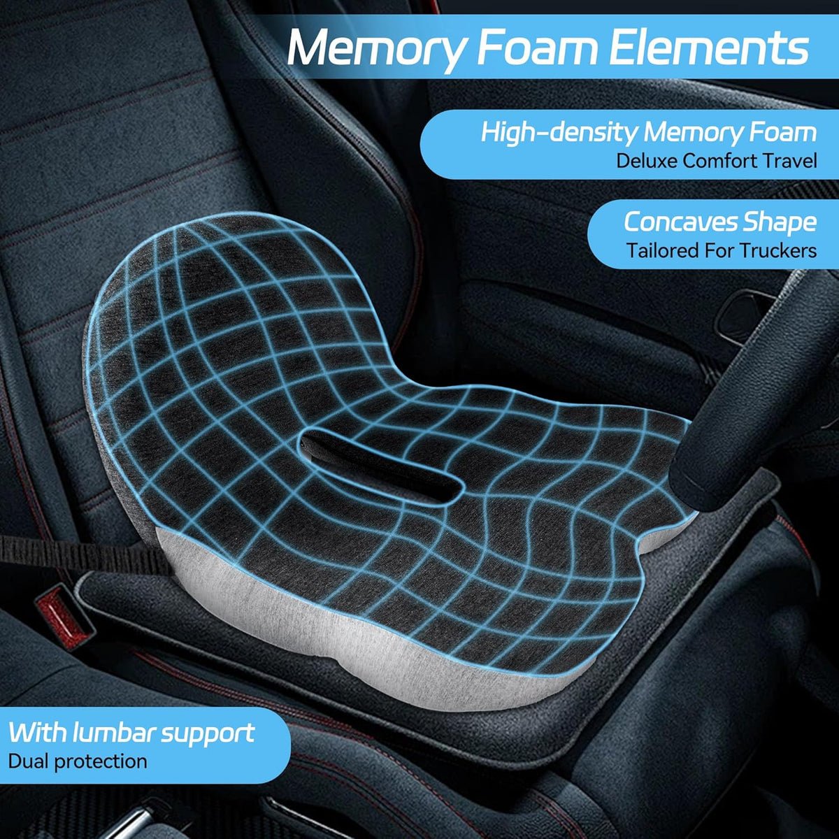 Non-Slip Memory Foam Seat Cushion – Sciatica Relief, Breathable Mesh & Universal Fit for Car, Office & Wheelchair - Image 2