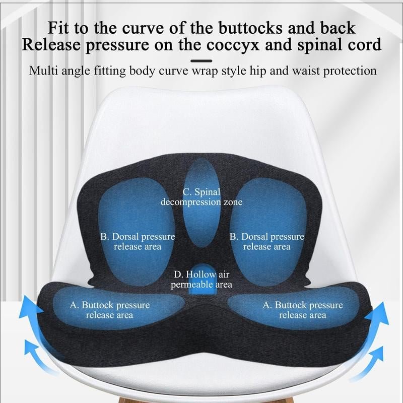 Non-Slip Memory Foam Seat Cushion – Sciatica Relief, Breathable Mesh & Universal Fit for Car, Office & Wheelchair - Image 3