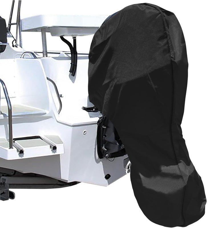 FULL-COVERAGE BOAT MOTOR COVER IN 420D OXFORD – PROTECT YOUR OUTBOARD FROM RAIN, SNOW & UV, NO TOOLS NEEDED