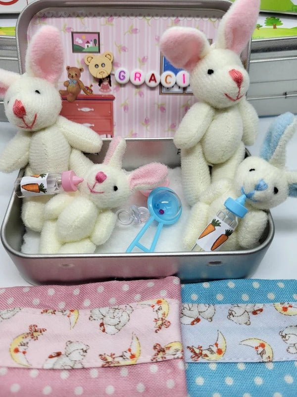 Easter Best Gift - Bunny Mummy Tiny Plush Pocket Tin