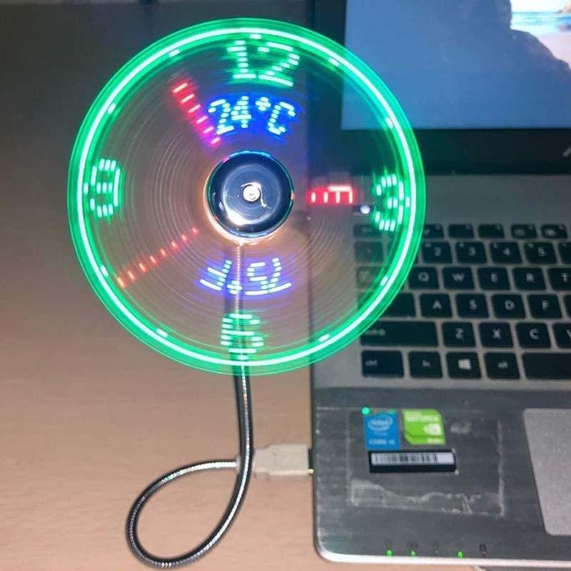 USB Fan with LED Clock Lighting - Image 2