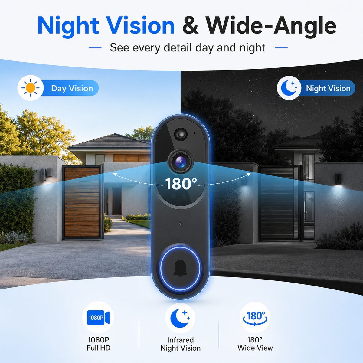 Smart HD Doorbell – Remote Access & Instant Alerts – Crystal-clear video, motion detection & two-way talk – perfect for home security - Image 3
