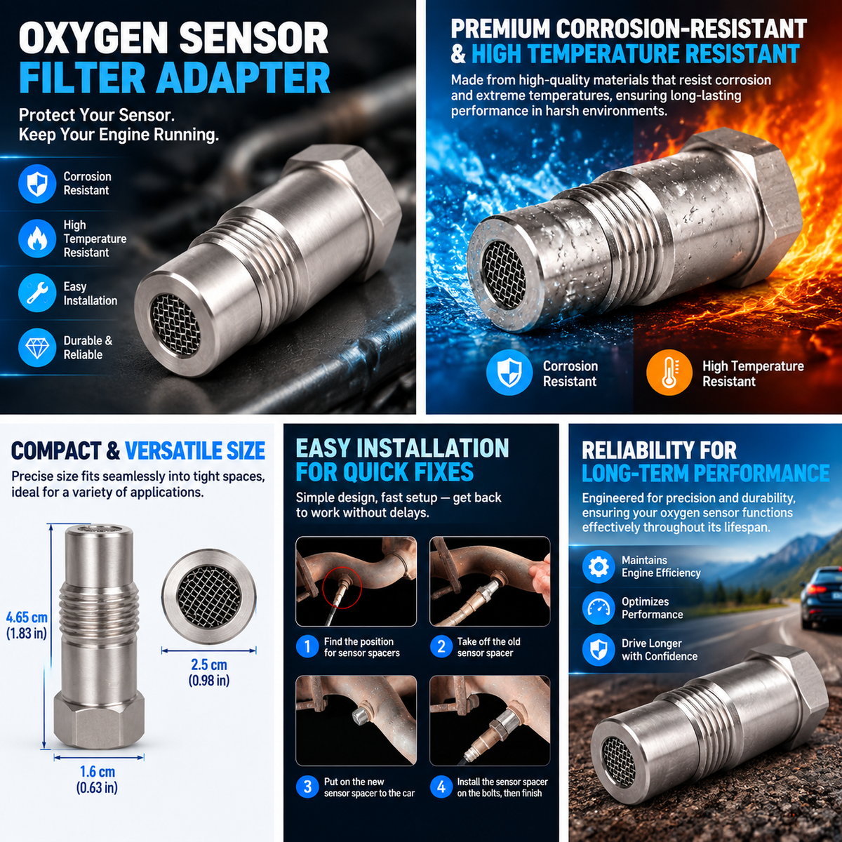 Oxygen Sensor Filter Adapter – Compact, Durable & Easy to Install