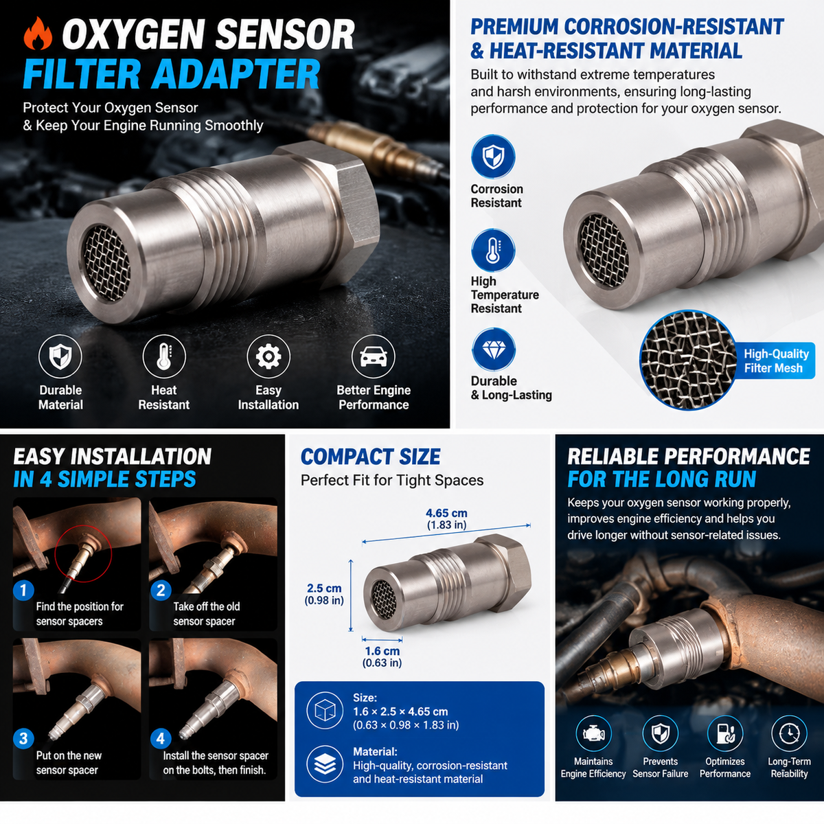 Oxygen Sensor Filter Adapter – Compact, Durable & Easy to Install - Image 2