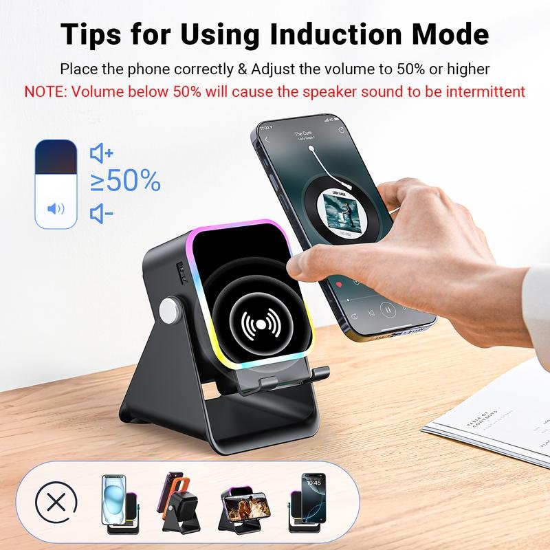 5-IN-1 WIRELESS SPEAKER STAND! Induction Audio, Phone Holder & Ambient Light