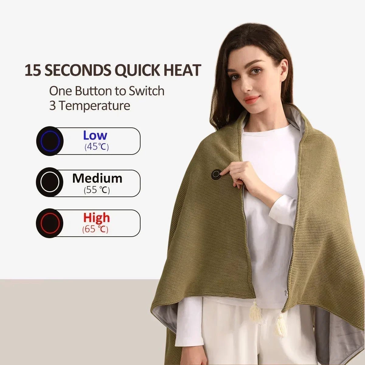 Stay Warm All Winter — Portable Electric Heated Blanket Shawl - Image 3