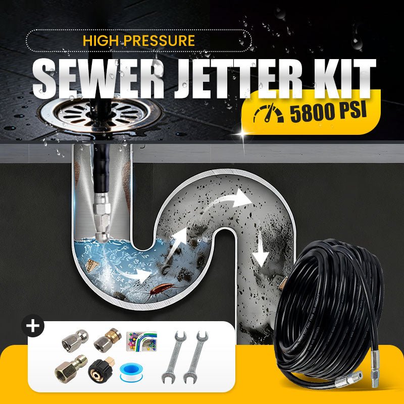 5800 PSI Sewer Cleaning Kit – Rotating Nozzle, Reinforced Hose & Effective Pipe Unclogging