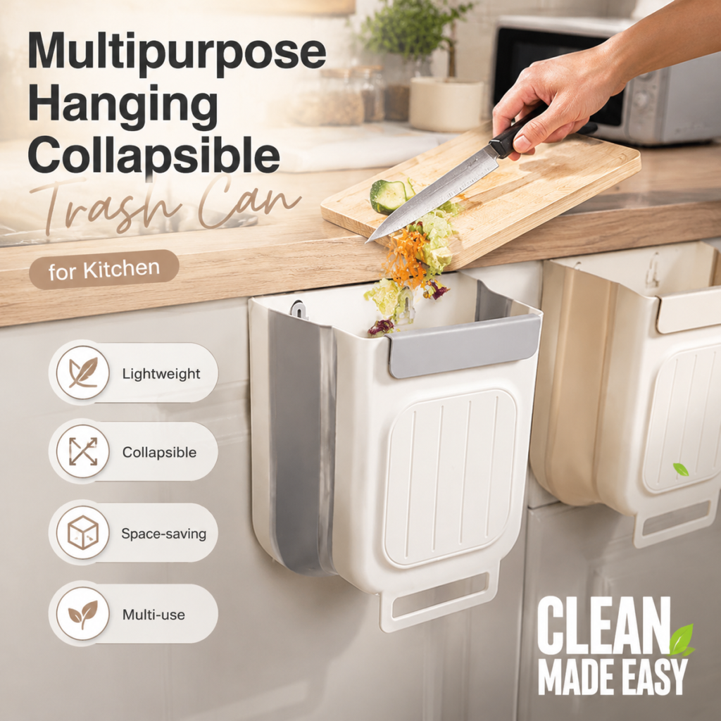 Save Counter Space While You Prep – Collapsible Hanging Bin for Food Waste. Easy Rinse