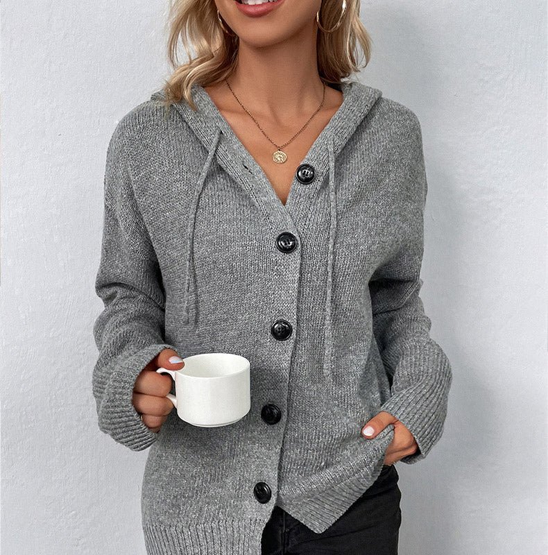 Women's Autumn Knit Drawstring Hooded Coat – Cosy, Relaxed Fit & Perfect for Layering on Crisp Days