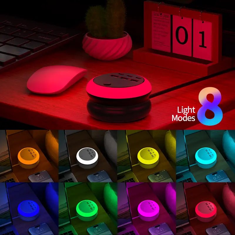Portable Power Strip with USB-C Charging & LED Lights – 6 USB Ports for Home , Office & Travel - Image 2