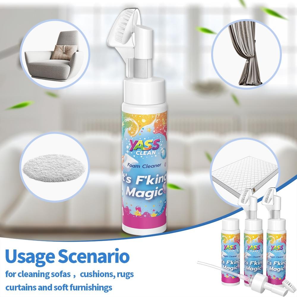Yass Clean Magic Foam Cleaner for Carpets & Upholstery – Pet Stain & Odour Remover with Cleaning Brush