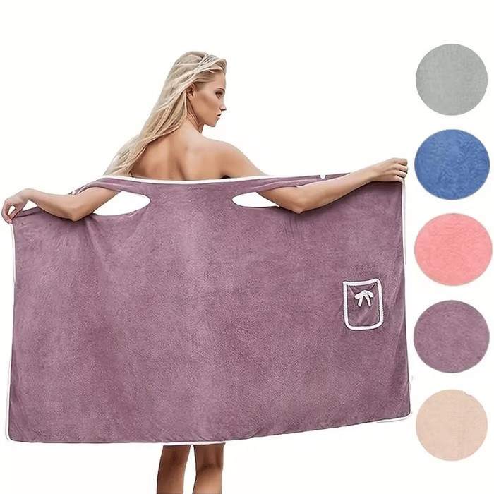 Plus Size Women's Wearable Shower Skirt – Secure 2-Button Design, Super-Soft Coral Fleece & Quick-Dry Absorbent – Full Coverage That Stays Put, No Awkward Towel Drops - Image 2