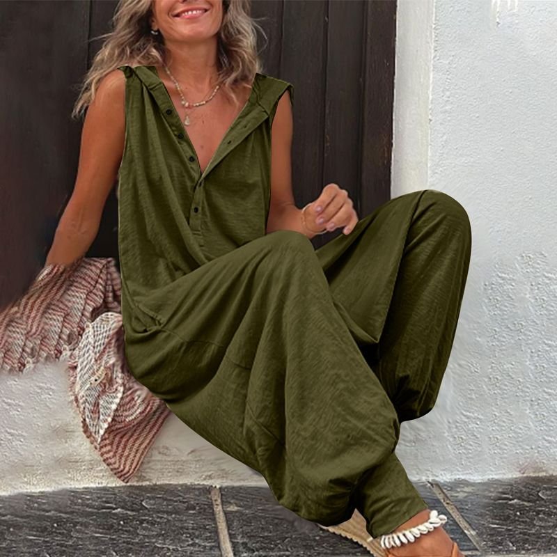 Women's Relaxed Hooded Sleeveless Jumpsuit - Image 2