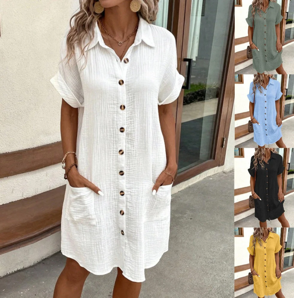 Women’s Summer Midi Dress – Breezy, Flattering & Effortlessly Chic! Lightweight Button-Down with Pockets