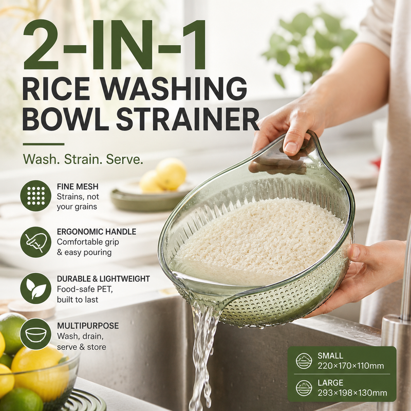 Wash Rice Without Losing a Grain – Fine Mesh Colander Bowl with Handle. UK Stock