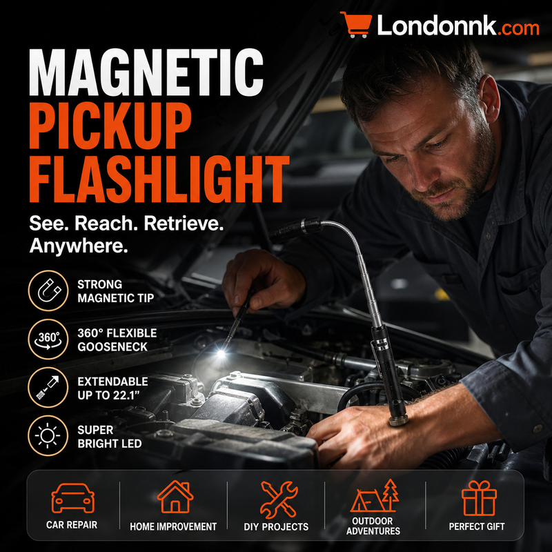 Multifunctional Magnetic Telescopic Flashlight – Extendable, 360° Gooseneck, Super Bright
