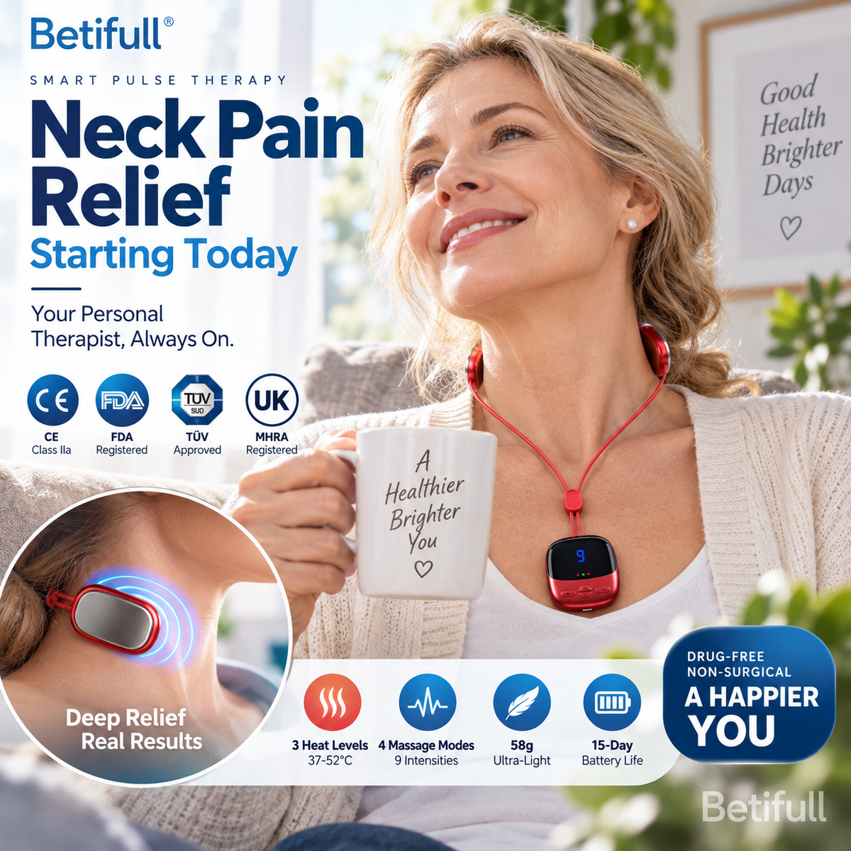 Portable Pendant Neck Massager with Heat - Image 3