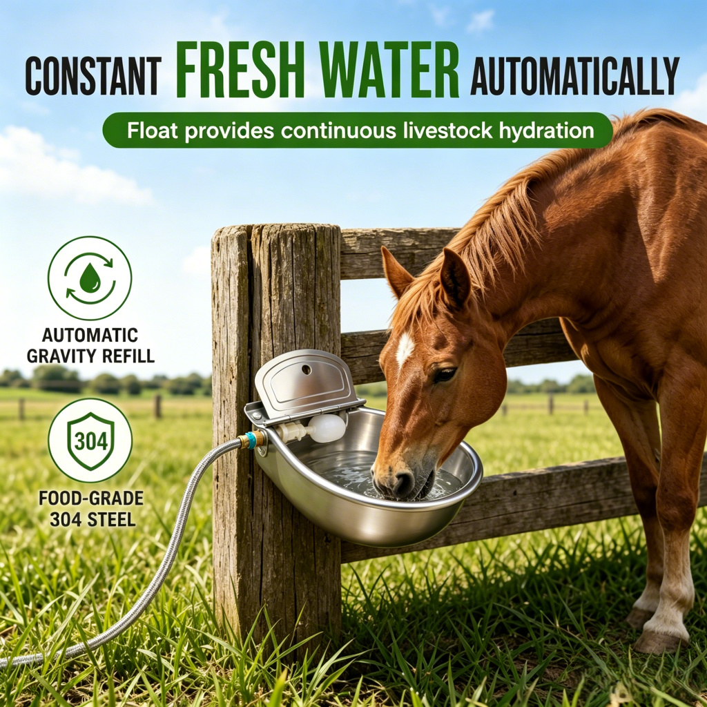 Automatic 304 Stainless Steel Drinking Bowl with Float and Drain Hole for Cattle Horses Sheep and Dogs