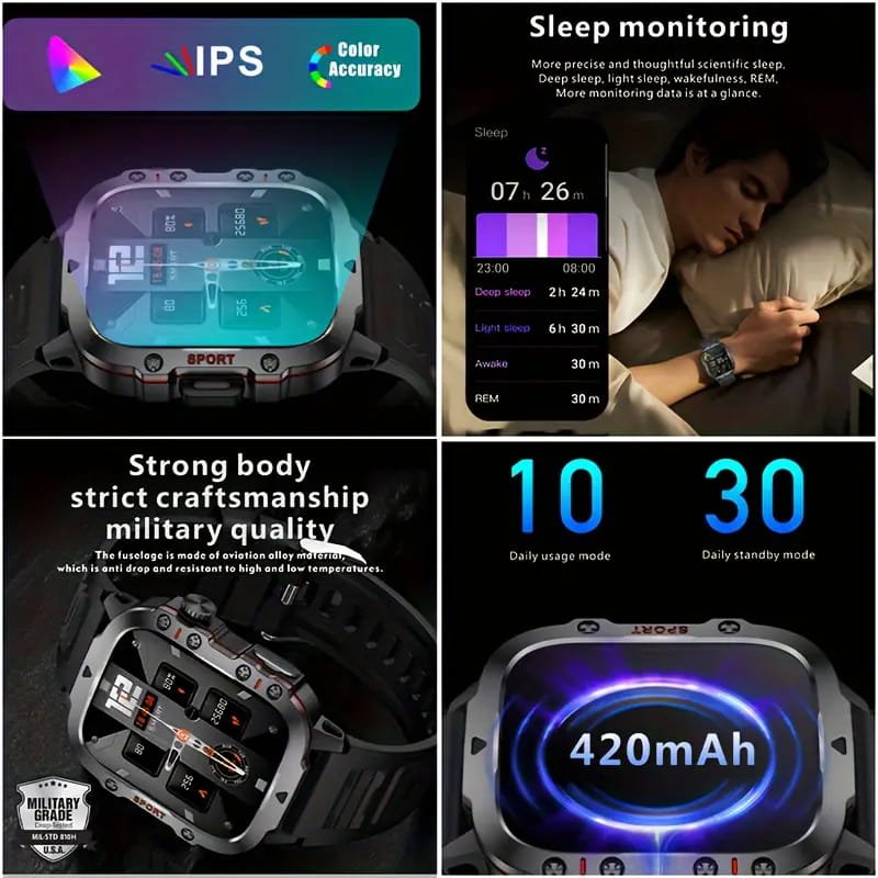 Rugged Outdoor Smart Watch - 100+ Sports Modes - Image 3