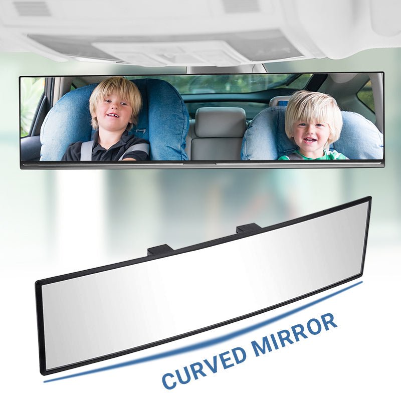 Wide Car Curved Rear View Mirror – Wide Angle & Blind Spot Reducer – Universal Easy Clip-On