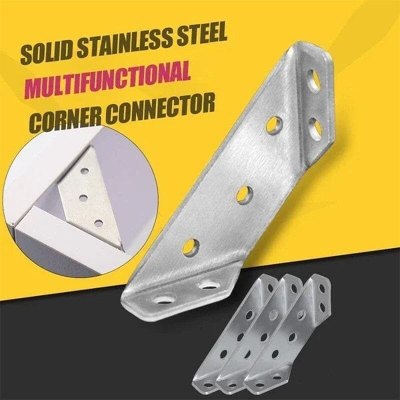 UNIVERSAL STAINLESS STEEL FURNITURE CORNER BRACES — Triangular Stability Reinforcement | Rust-Proof Structural Support & Easy Install