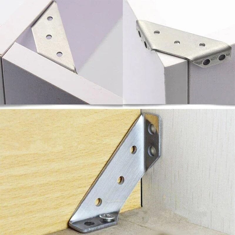 UNIVERSAL STAINLESS STEEL FURNITURE CORNER BRACES ā Triangular Stability Reinforcement | Rust-Proof Structural Support & Easy Install - Image 3
