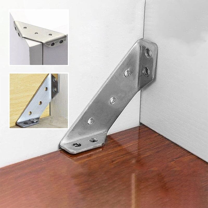 UNIVERSAL STAINLESS STEEL FURNITURE CORNER BRACES ā Triangular Stability Reinforcement | Rust-Proof Structural Support & Easy Install - Image 2