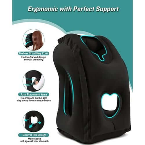 Portable, inflatable, ergonomic travel pillow: Enjoy a comfortable sleep anytime, anywhere