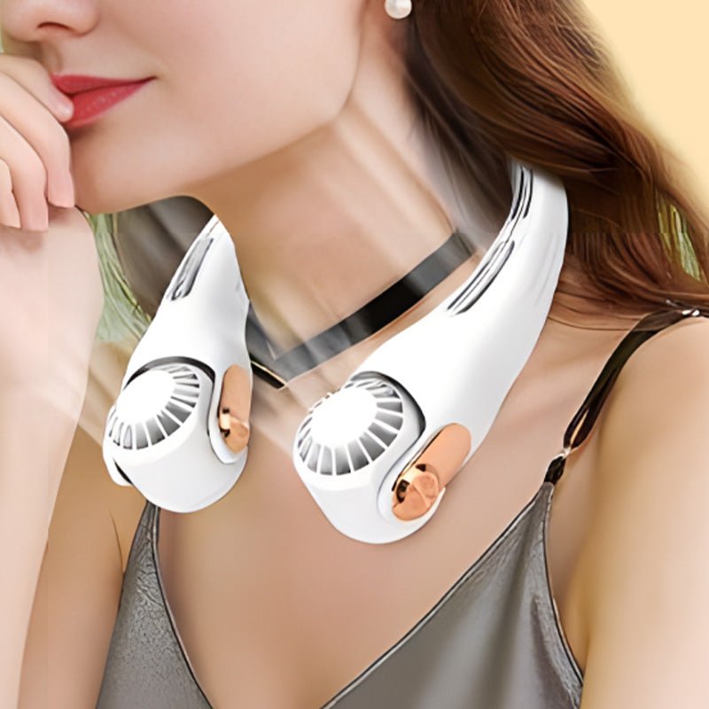 Neck Air Conditioner Fan – Ultra‐quiet, 360° rotating, 3 speeds. Hands‐free cooling, long battery. Summer essential